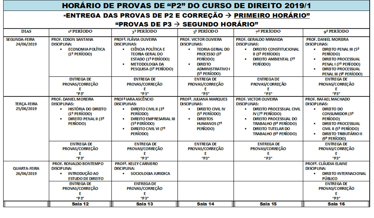 horário de prova direito 2019 1 2 bim