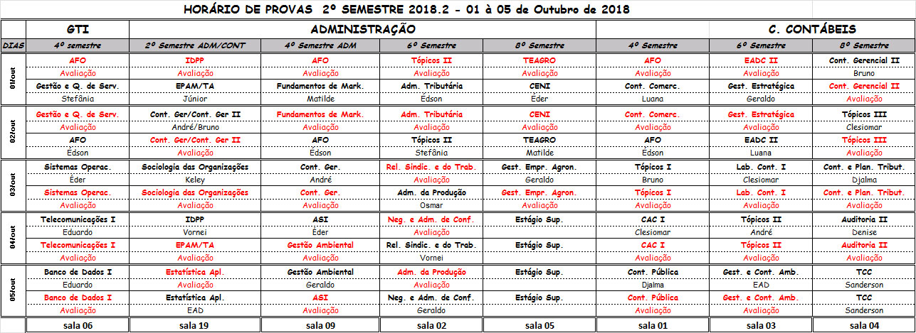 Horario provas 2018 01